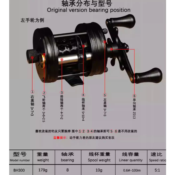 【LUREER】 艾歐仕 Aioushi 復古式鼓輪 BH300 <溪流微物專用> 鼓輪 微拋 雙軸捲線器