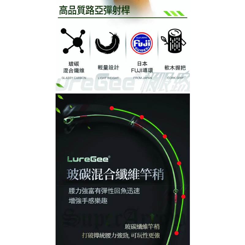 【LUREER】 LUREGEE 綠箭 溪流路亞竿 玻纖混碳纖 彈射竿 微物釣 路亞竿