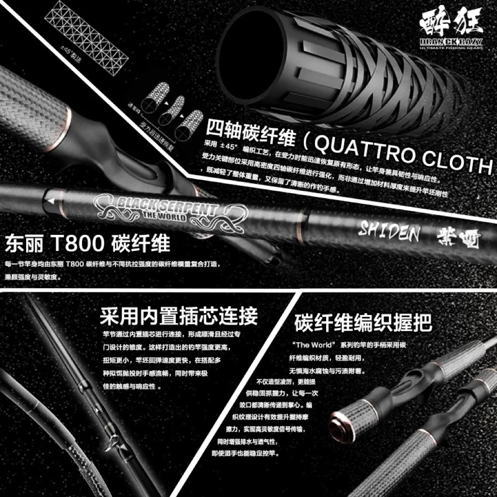 【LUREER】 醉狂 DRANCKRAZY 多節路亞竿 <碳纖維編織握把> 怪物竿 泛用竿 魚虎 雷強