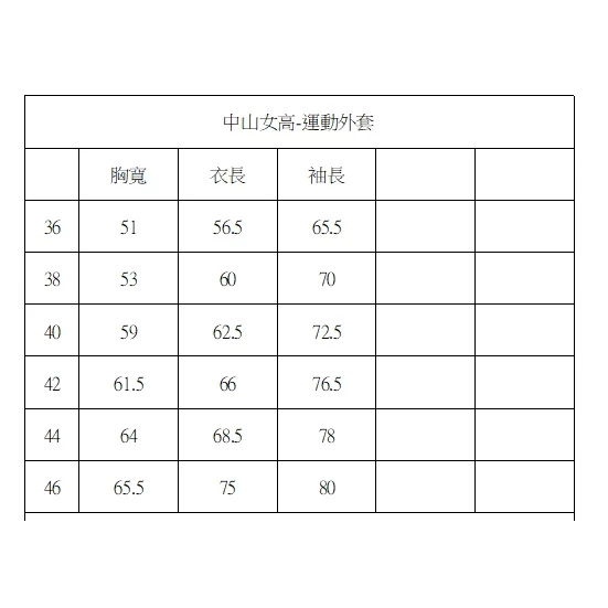中山女高中山女中冬季運動服外套