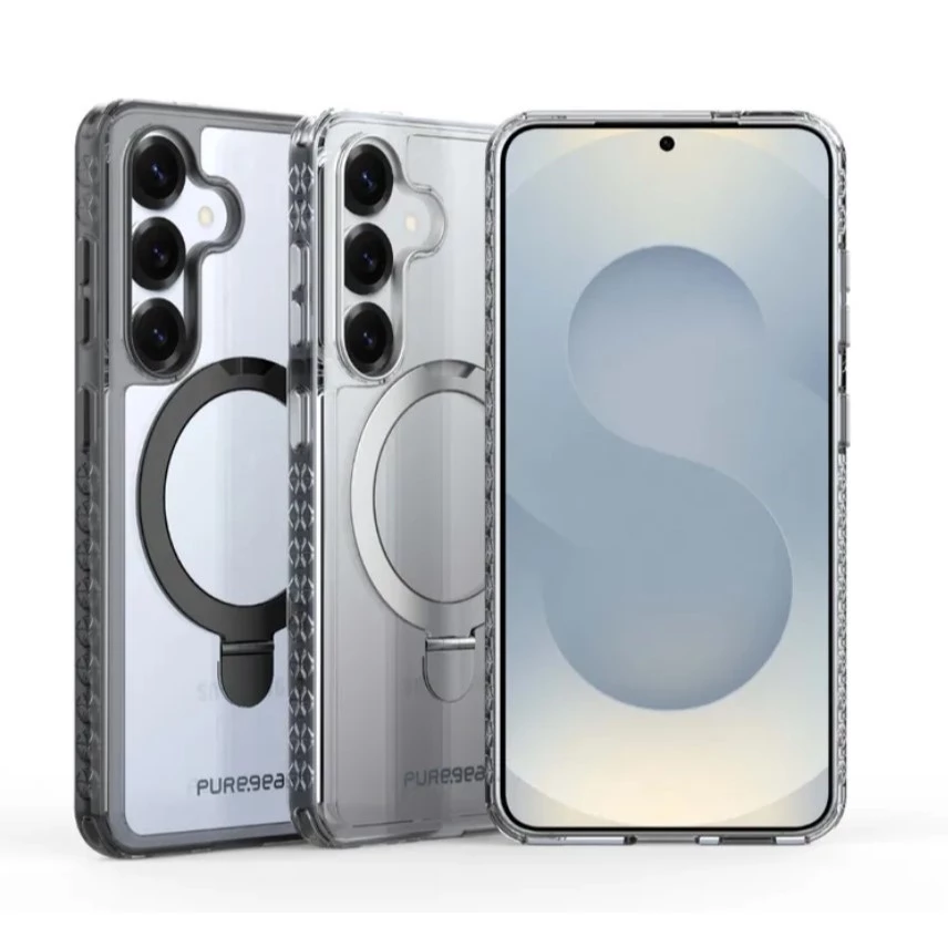 普格爾Samsung S25 & S25 Plus 冰鑽防摔支架保護殼Magsafe / 黑鑽
