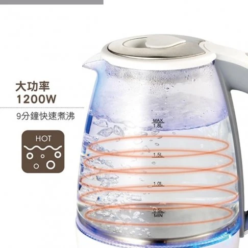 KINYO ITHP-168 1.8L大容量玻璃快煮壺