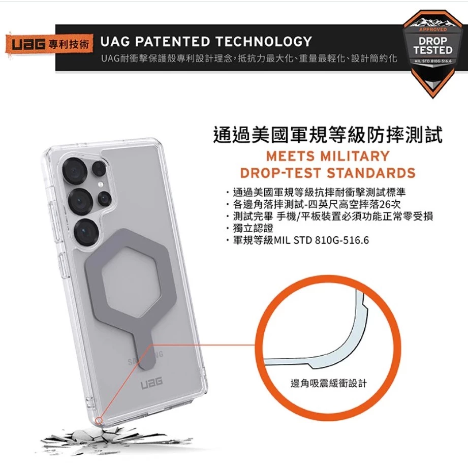 【UAG】Galaxy S25系列 磁吸耐衝擊全透保護殼-極透明(灰圈) (MagSafe 手機殼)
