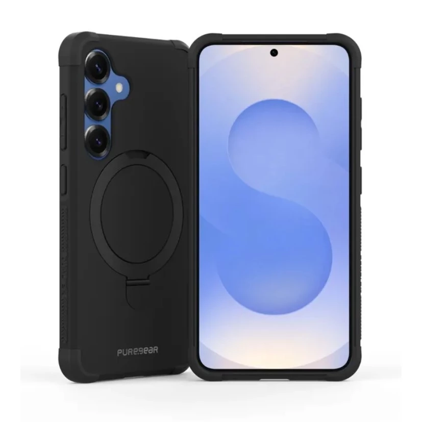 普格爾Samsung S25 & S25 Plus 坦克軍規防摔支架保護殼MagSafe / 消光黑