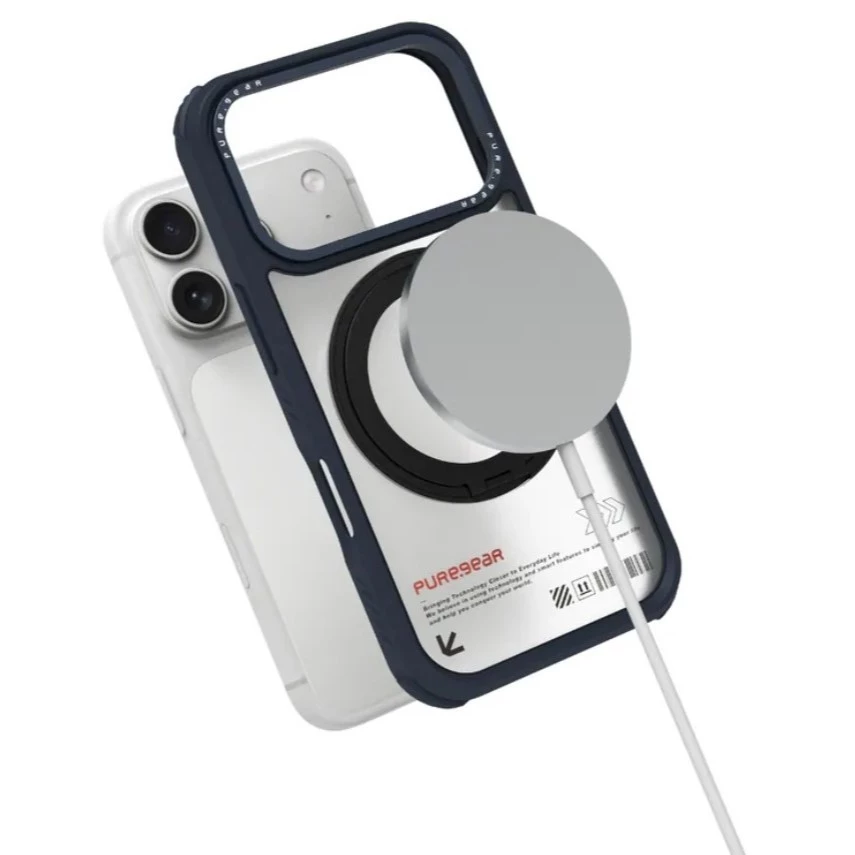 普格爾AppleiPhone 17 冰霧防摔旋轉支架保護殼MagSafe / 能量藍