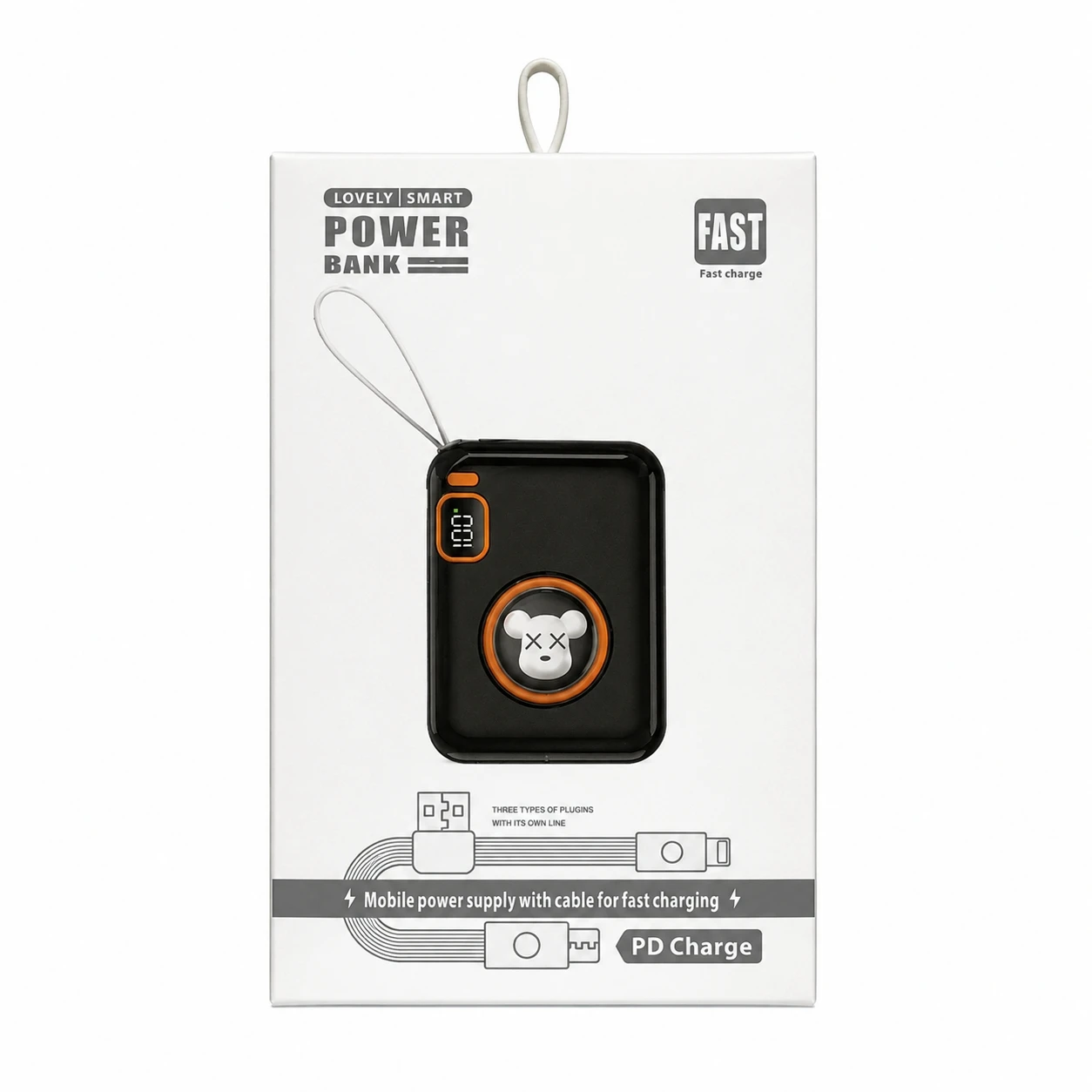 卡通液晶顯示66W自帶線行動電源 10000Mah