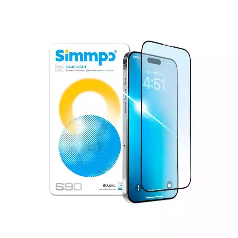 [現貨/快速出貨] Simmpo S-90 透明抗藍光保護貼 德國萊茵認證 護眼不偏黃 內附對位神器 適用 iPhone