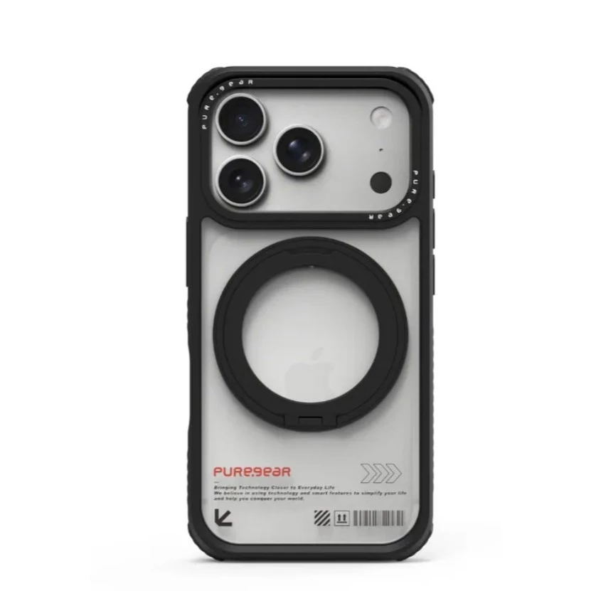 普格爾Apple iPhone 17 冰霧防摔旋轉支架保護殼MagSafe / 迷霧黑