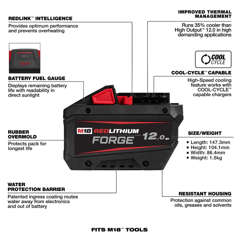 【飆破盤】美沃奇 Milwaukee 米沃奇 M18 FB12 12.0Ah電池 18V鋰電高散熱鋰電池 FORGE M18 FB12
