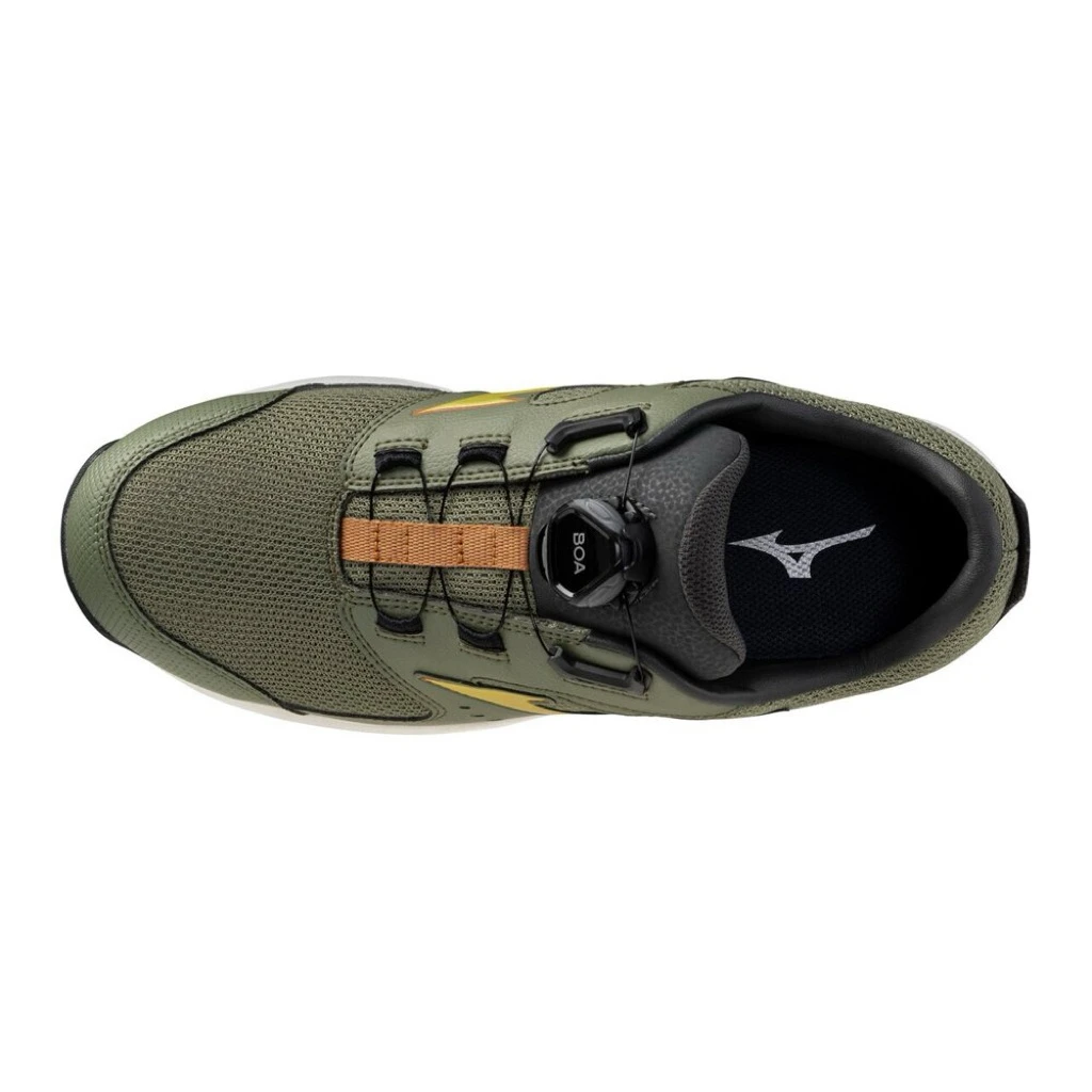 【飆破盤】MIZUNO 美津濃 安全鞋 F1GA266336 白底軍線身金勾 工作鞋 保護 輕量 防滑 塑鋼頭 透氣