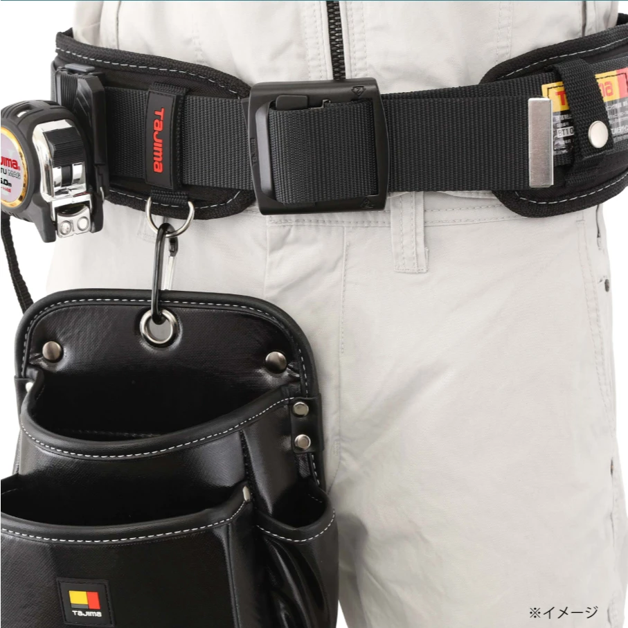【飆破盤】日本 TAJIMA SFKBK-2M2H 雙快扣式真皮腰袋2層(中) 工具袋 雙層釘袋 腰包