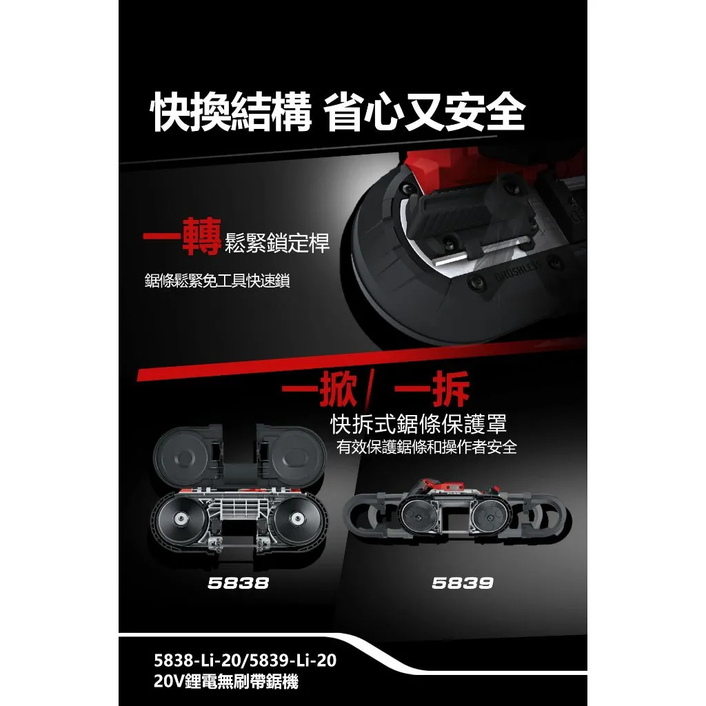【飆破盤】DEVON大有 20V無刷帶鋸機 5839-LI-20 138mm 工程 水電 無碳刷 裝潢