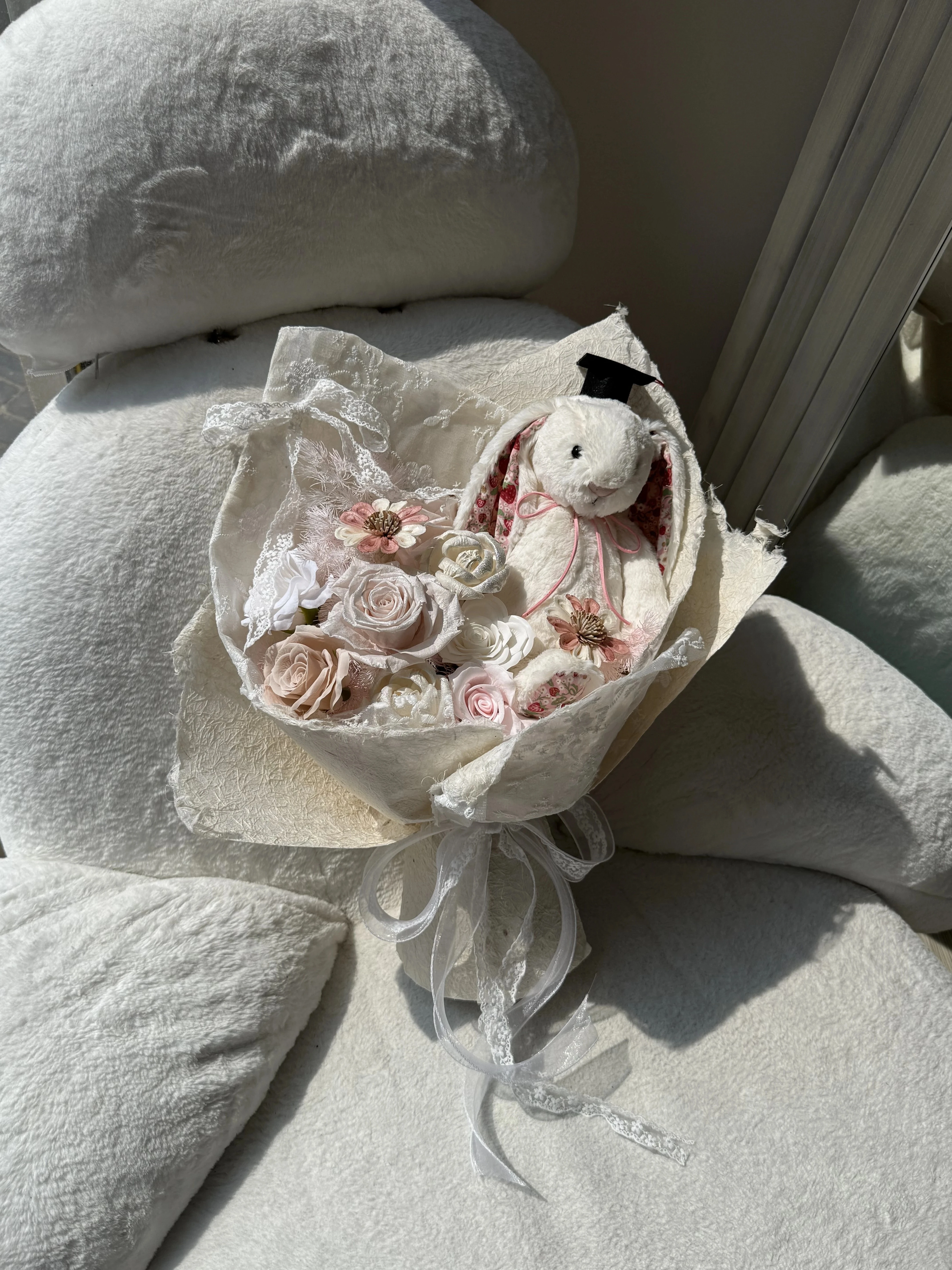 Jellycat兔兔碎花畢業花束