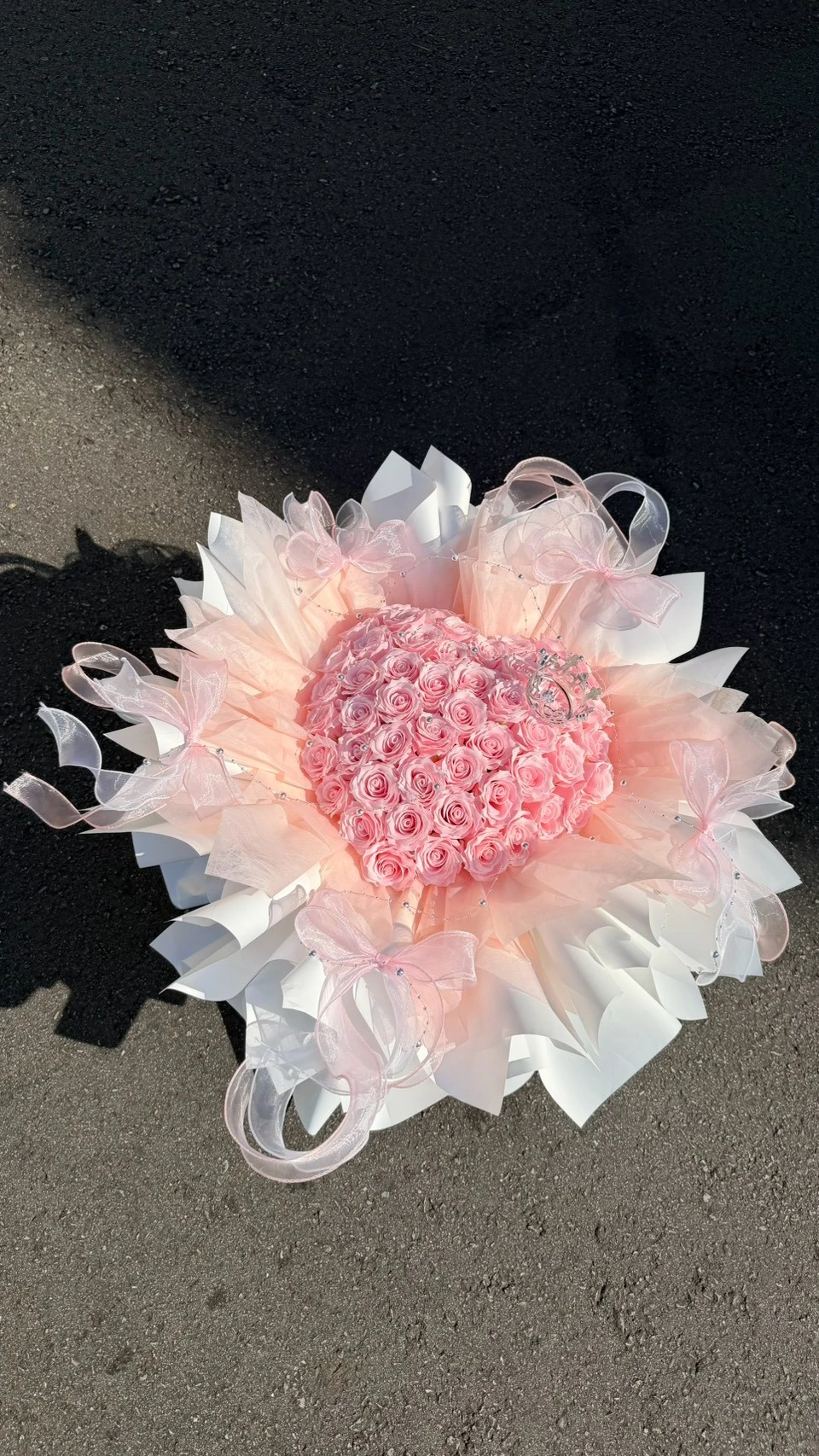 粉色愛心王冠香皂花束(大)