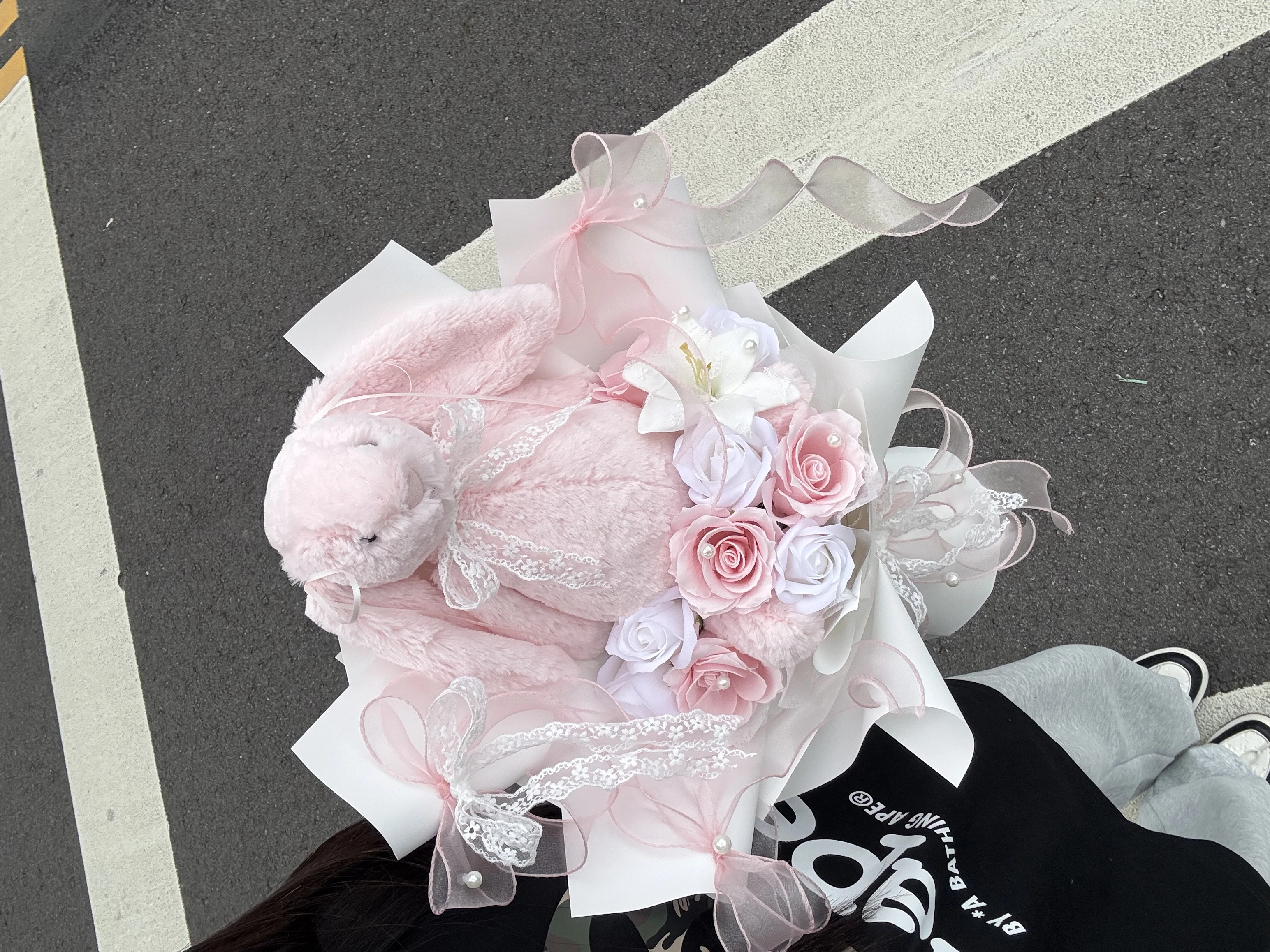 Jellycat粉兔蝴蝶花束