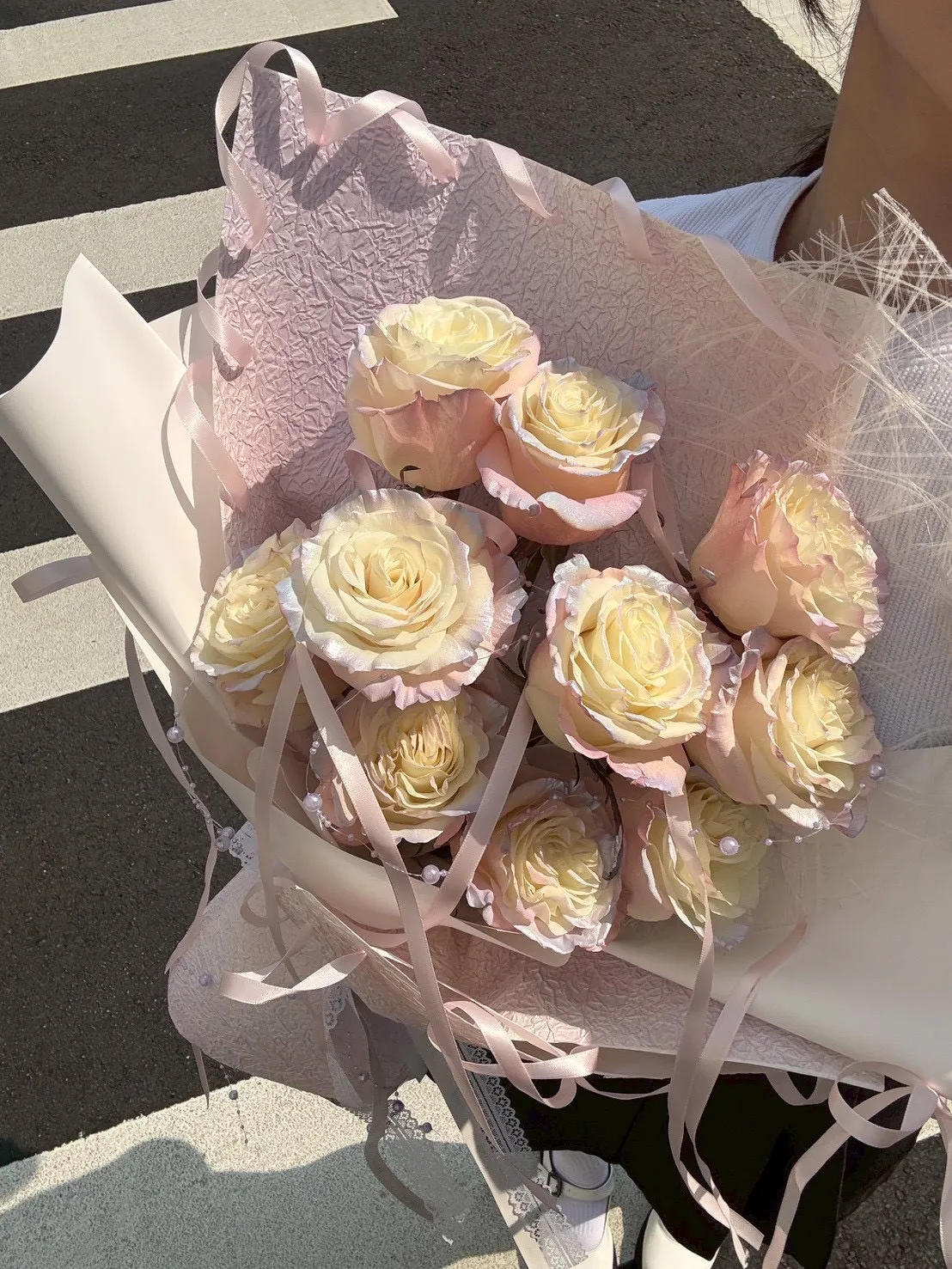 奶油粉蕾花束 