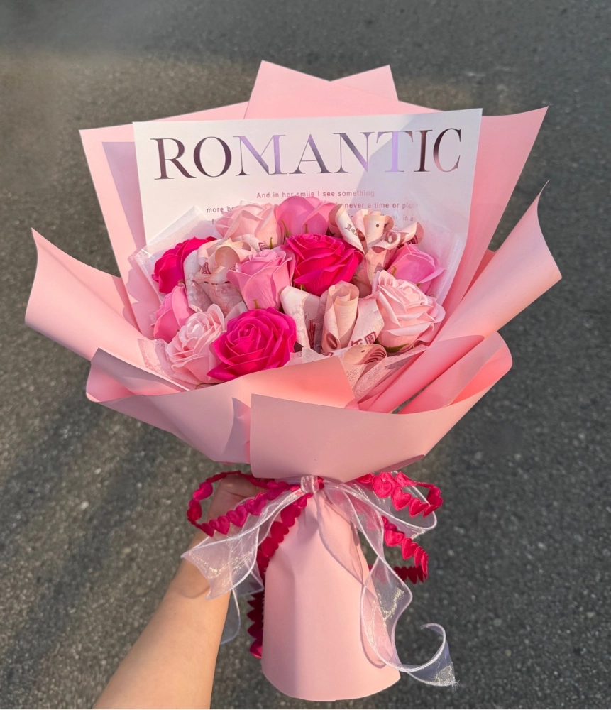  玫瑰有錢花花束
