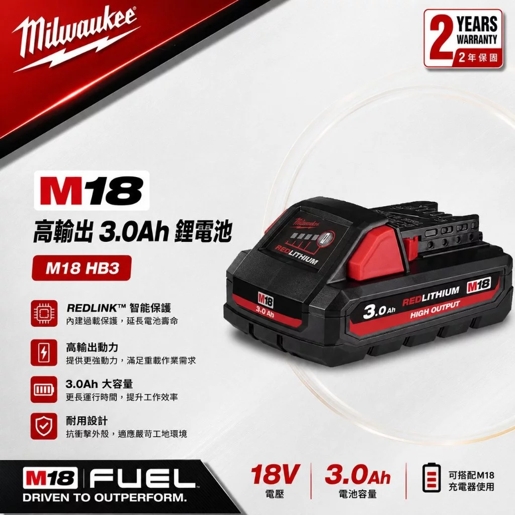 南慶五金 含稅 公司貨美沃奇 MILWAUKEE M18HB3 M18HB6 M18HB8 18V高輸出紅鋰電池系列