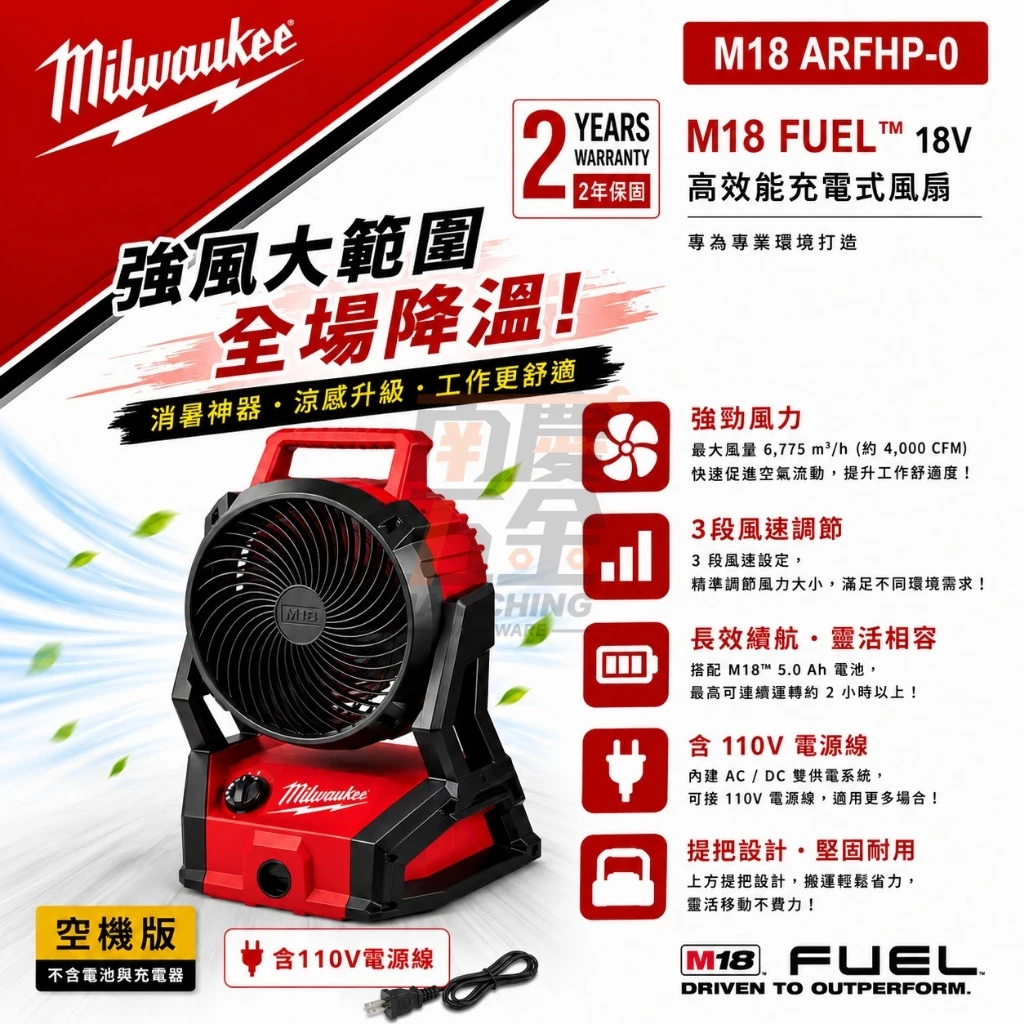 新版!!南慶五金 含稅 美沃奇M18AFG2 18V鋰電無線電風扇 PACKOUT M18 AFG2 M18 AF 2代