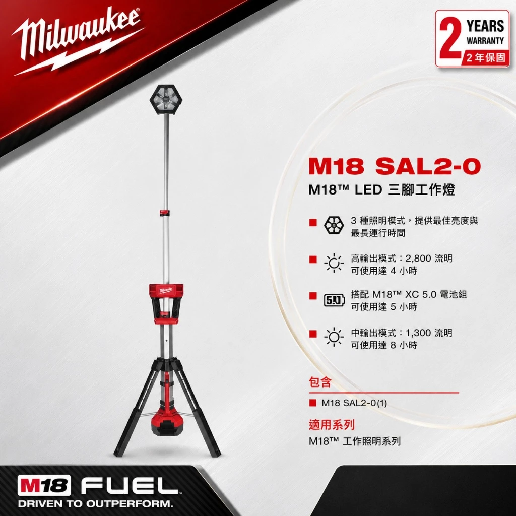 南慶五金 含稅美沃奇MILWAUKEE米沃奇18V鋰電三角工作燈 M18SAL2-0 M18 SAL2 M18 SAL