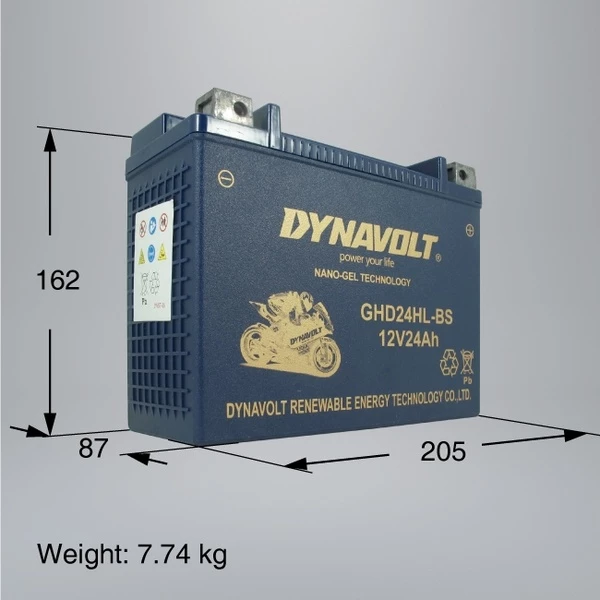 DYNAVOLT藍騎士GHD24HL-BS HARLEY 對應YTX24HL-BS 哈雷重機 奈米膠體機車電池 保固一年