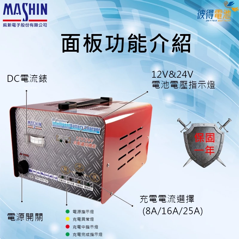 麻新電子 FEB 12/24-30A 12V/24V自動偵測電壓 25A 適用遊覽車、貨車、堆高機、拖車頭