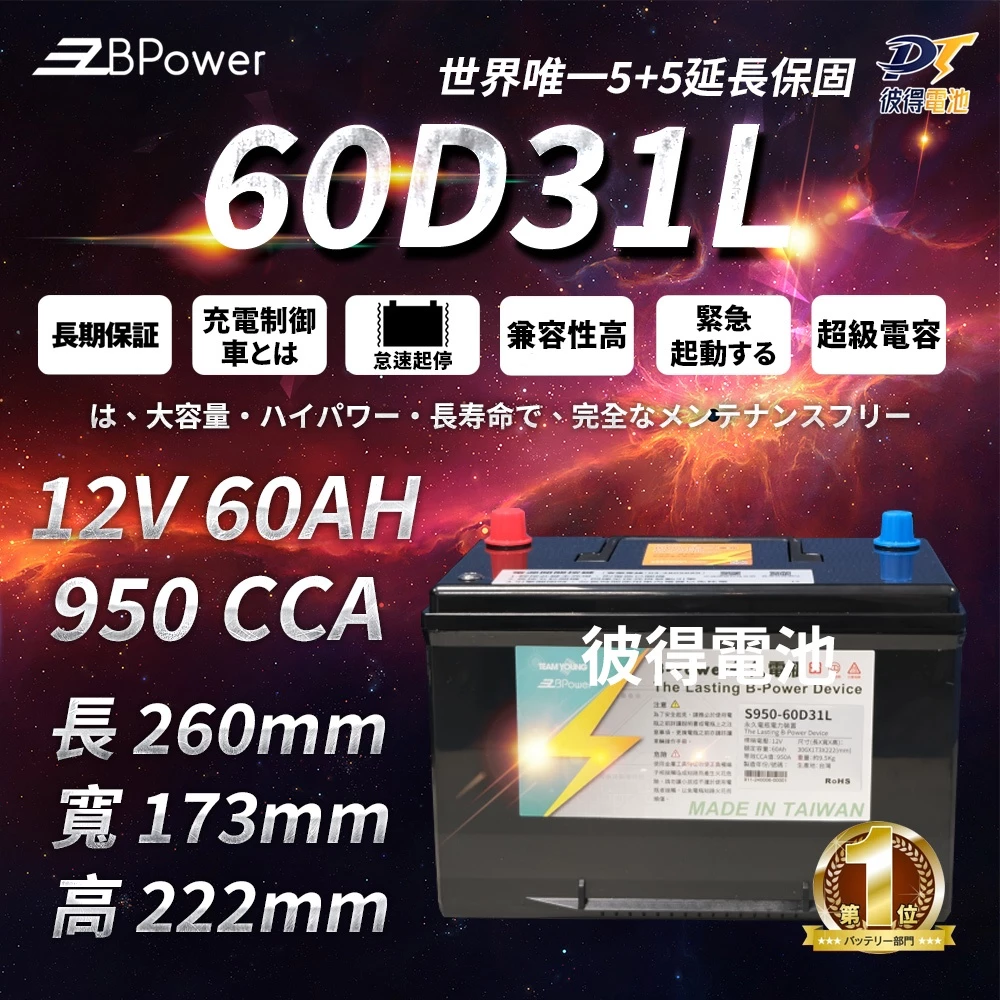 BPower 永久電瓶 60D31L 超級電容 鋰鐵電池 日規電池 怠速熄火可安裝 12年保固