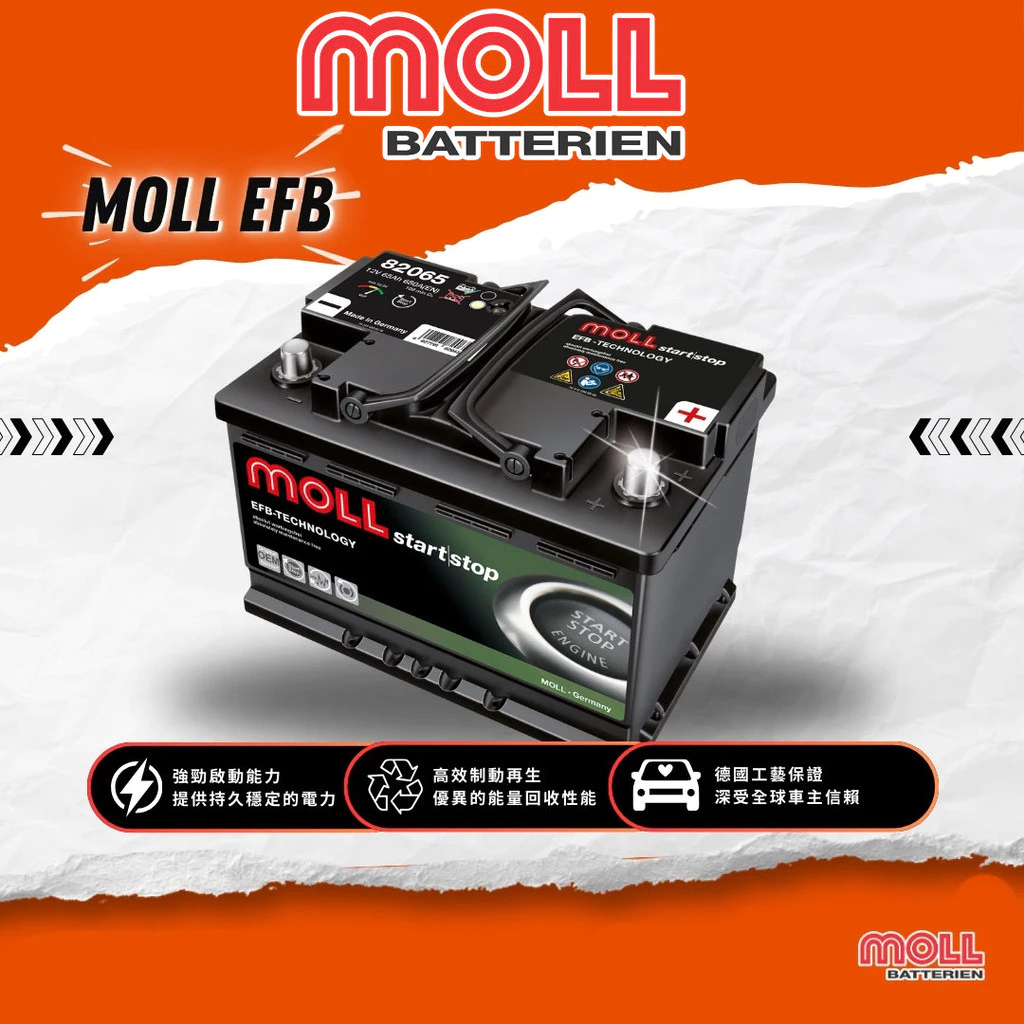 MOLL 82078 Start-Stop EFB電瓶 高性能 12V 78AH 740CCA 免加水汽車電池 德國製