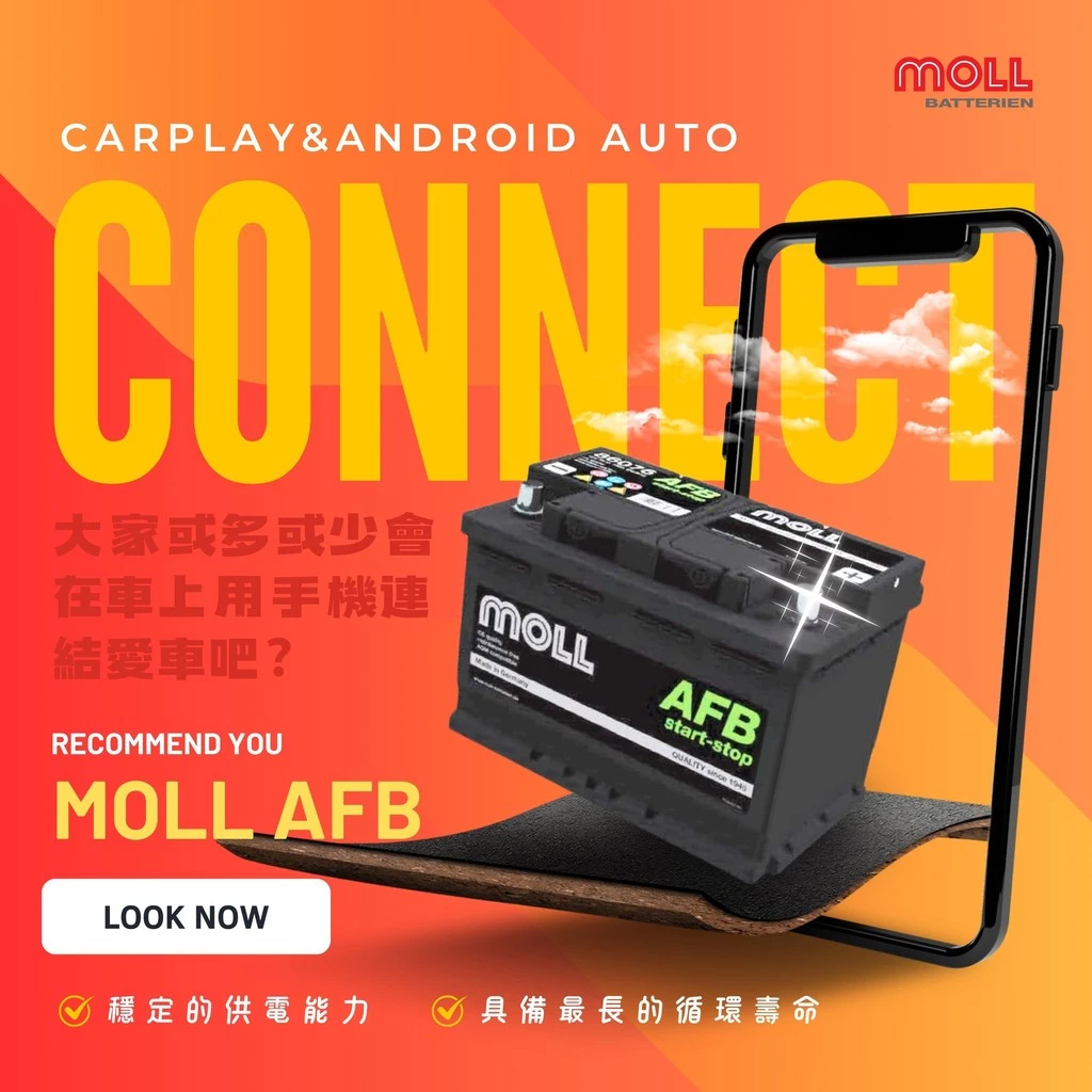 MOLL 86086 Start-Stop AFB電瓶 高性能 12V 86AH 820CCA 免加水汽車電池 德國製