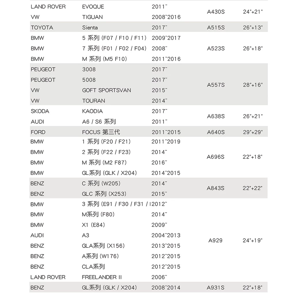 BOSCH專用型軟骨雨刷A938S 雙支24吋+24吋 適用賓士BENZ W204 W212 W218 福斯VW T5