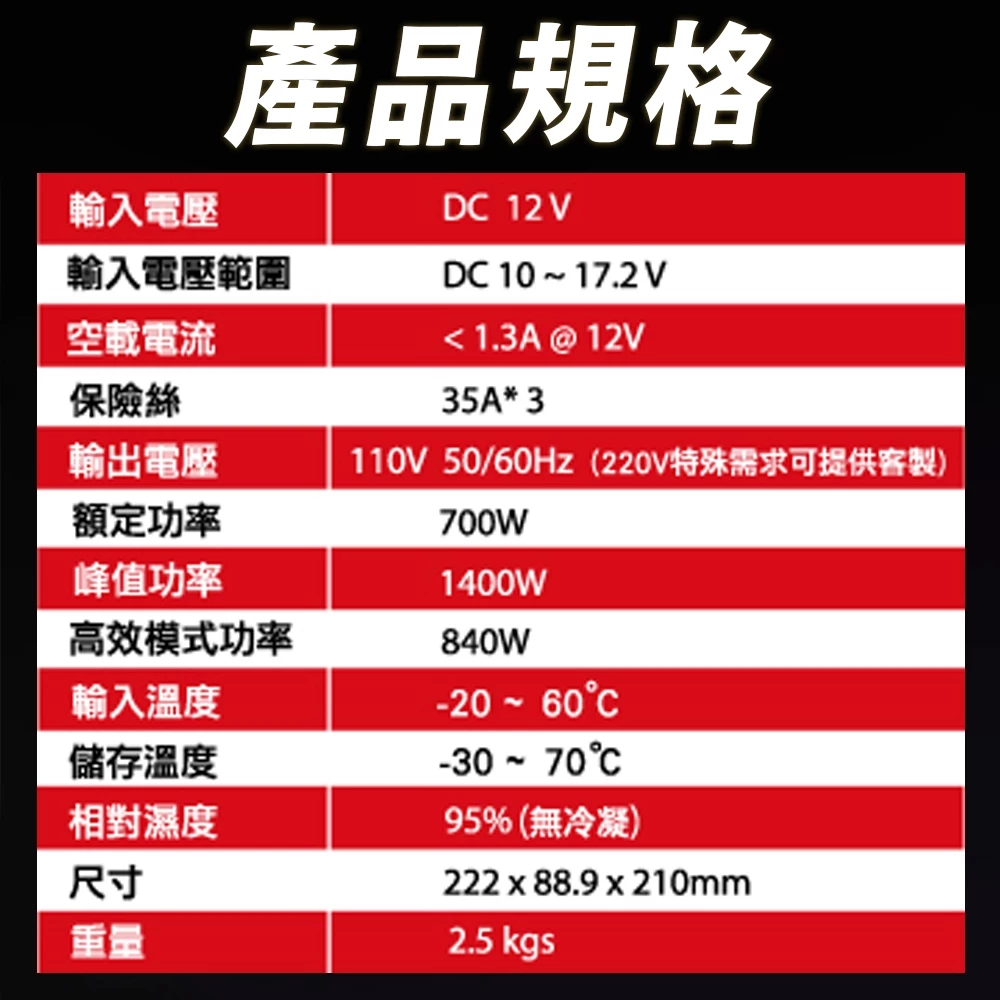 麻新電子 SPI-700W 純正弦波 電源轉換器 12V 110V 220V 領先全台 最高性能
