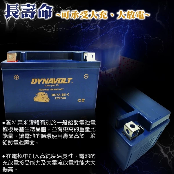 DYNAVOLT藍騎士 MG4B-BS 等同YUASA湯淺 YT4B-BS 與 YT4B-5 奈米膠體電池 保固一年