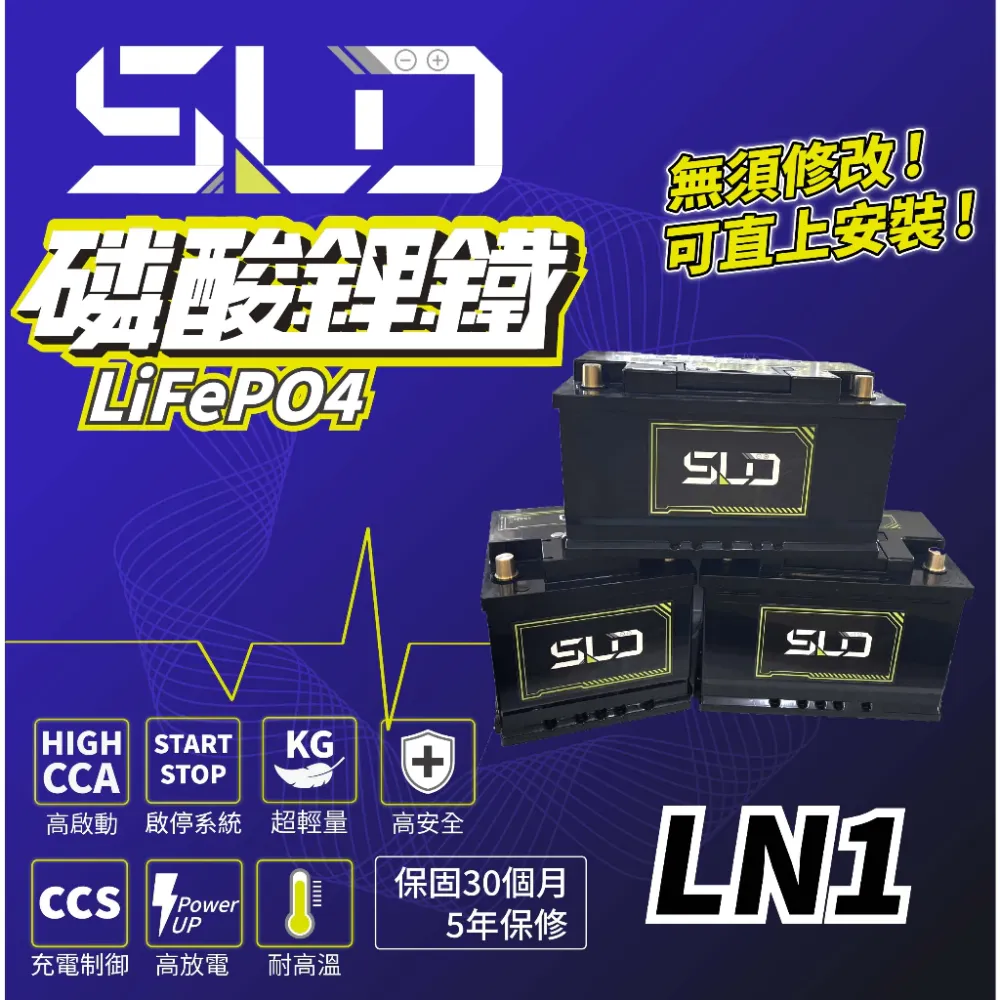 SLD磷酸鋰鐵電池LN1 容量45AH 容量63AH 汽車電瓶 345LN1-MF RAV4五代油電車 Altis12代