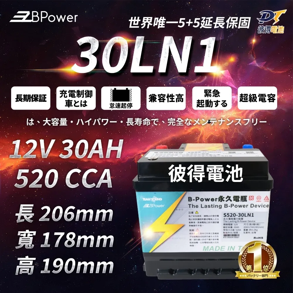 BPower 永久電瓶 30LN1 超級電容 鋰鐵電池 歐規電池 怠速熄火可安裝 12年保固