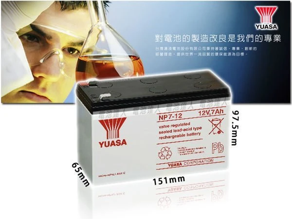 2顆一組 YUASA 湯淺電池 NP7-12 WP7-12 GP1272 12V-7AH 12V-7.2AH 不斷電系統