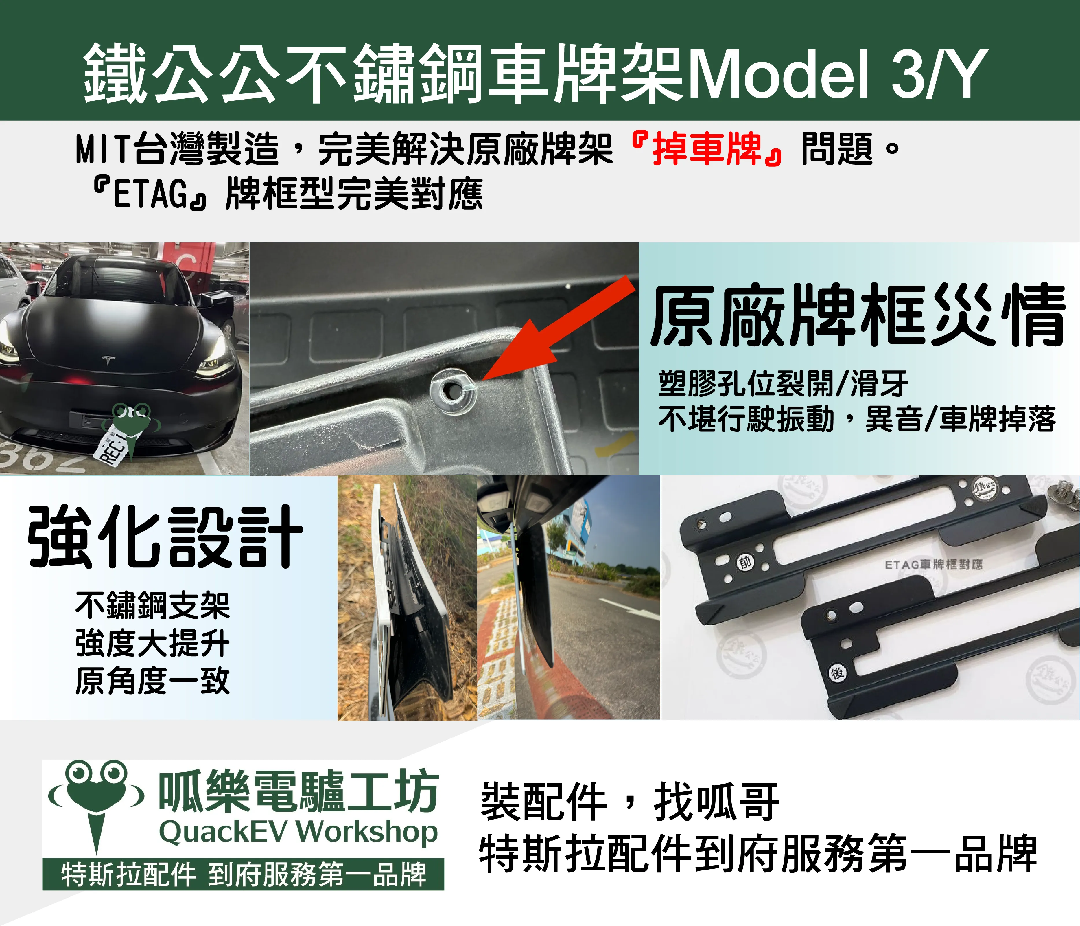 車牌架-鐵公公 (Medel 3 /Medel Y版本皆有)