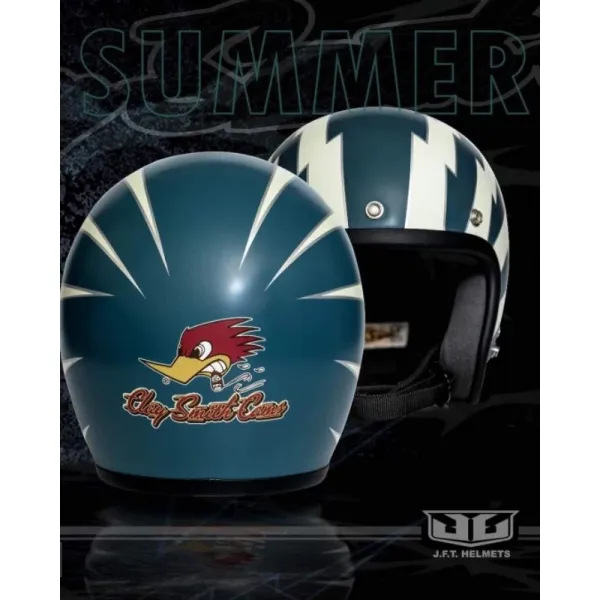 （買就送泡泡鏡）3JFT Helmets 閃電⚡️叼煙鷹 日式蛋型帽 平光藍 
