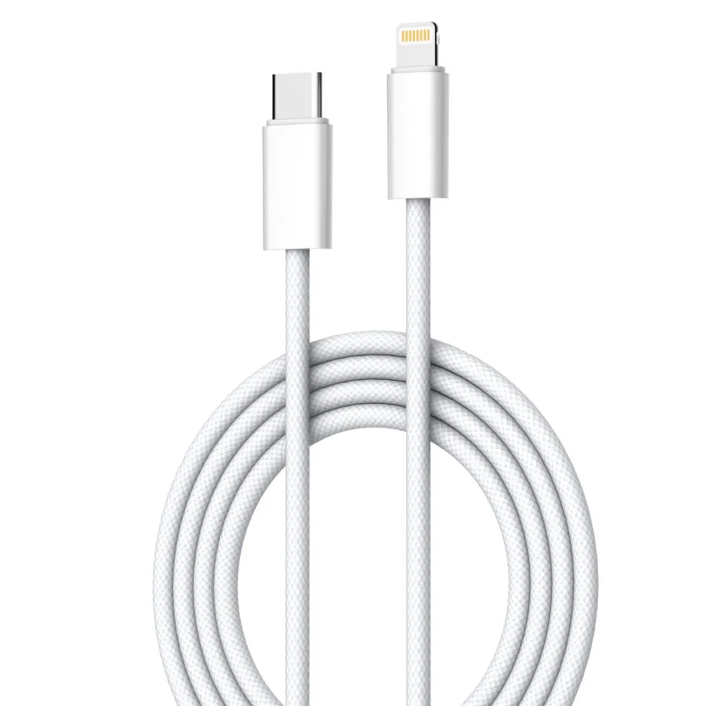 白-牛角-LC1編織白線-2米-USB C to iPHONE