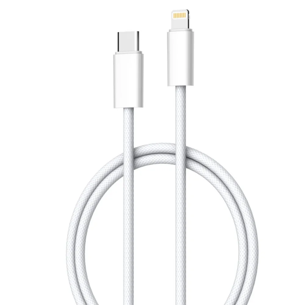 白-牛角-LC1編織白線-1米-USB C to iPHONE