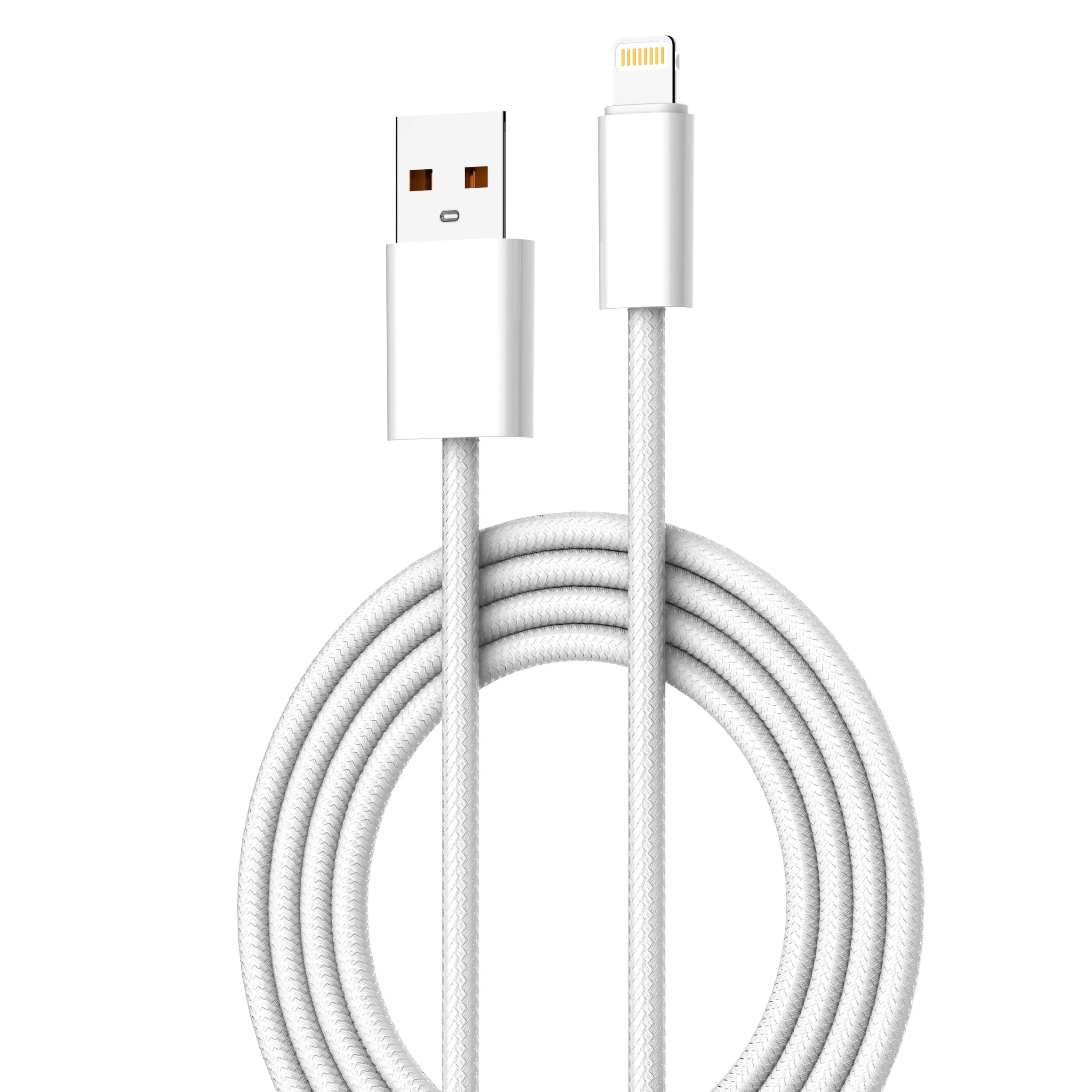 白-牛角-LC1編織白線-2米-USB A to iPHONE