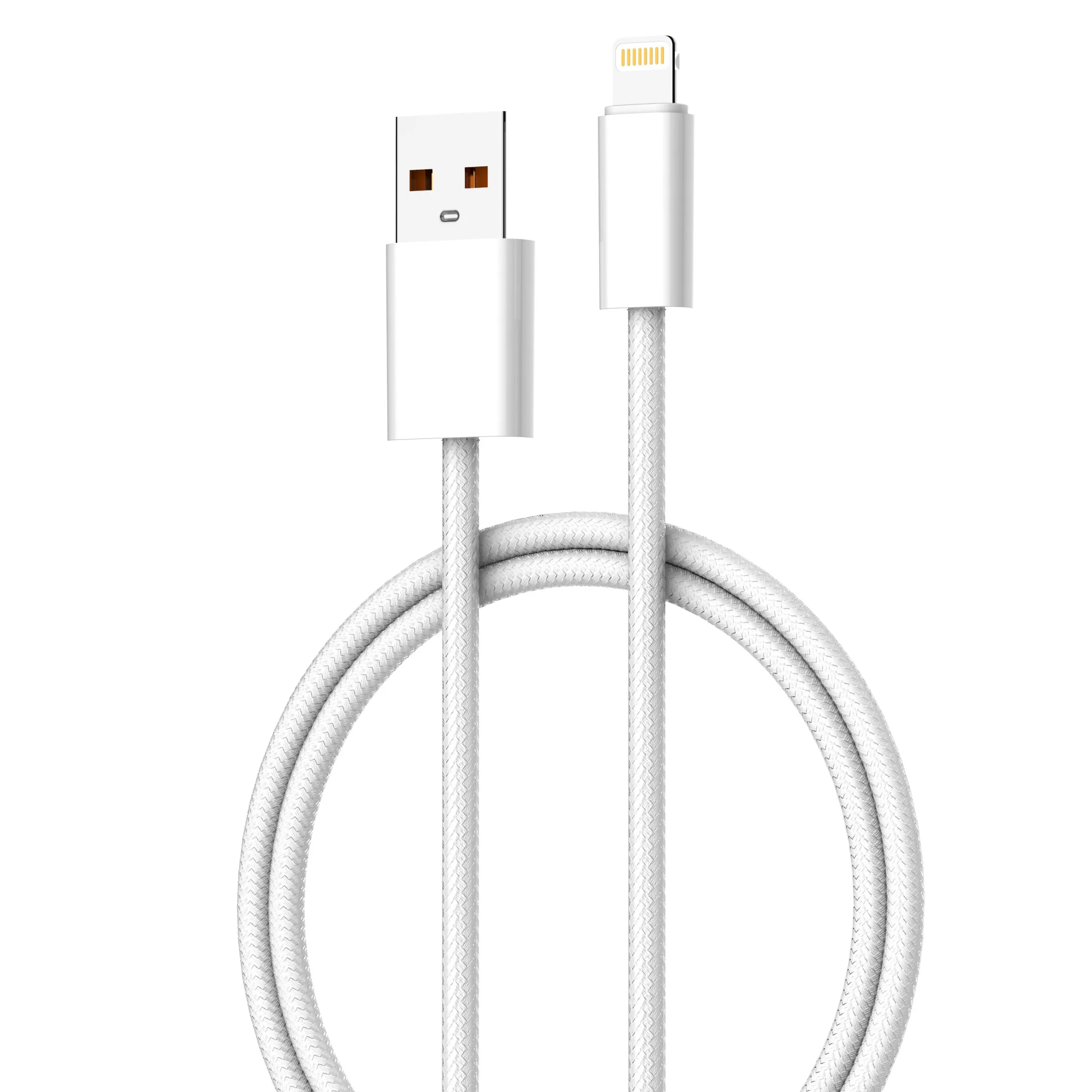 白-牛角-LC1編織白線-1米-USB A to iPHONE