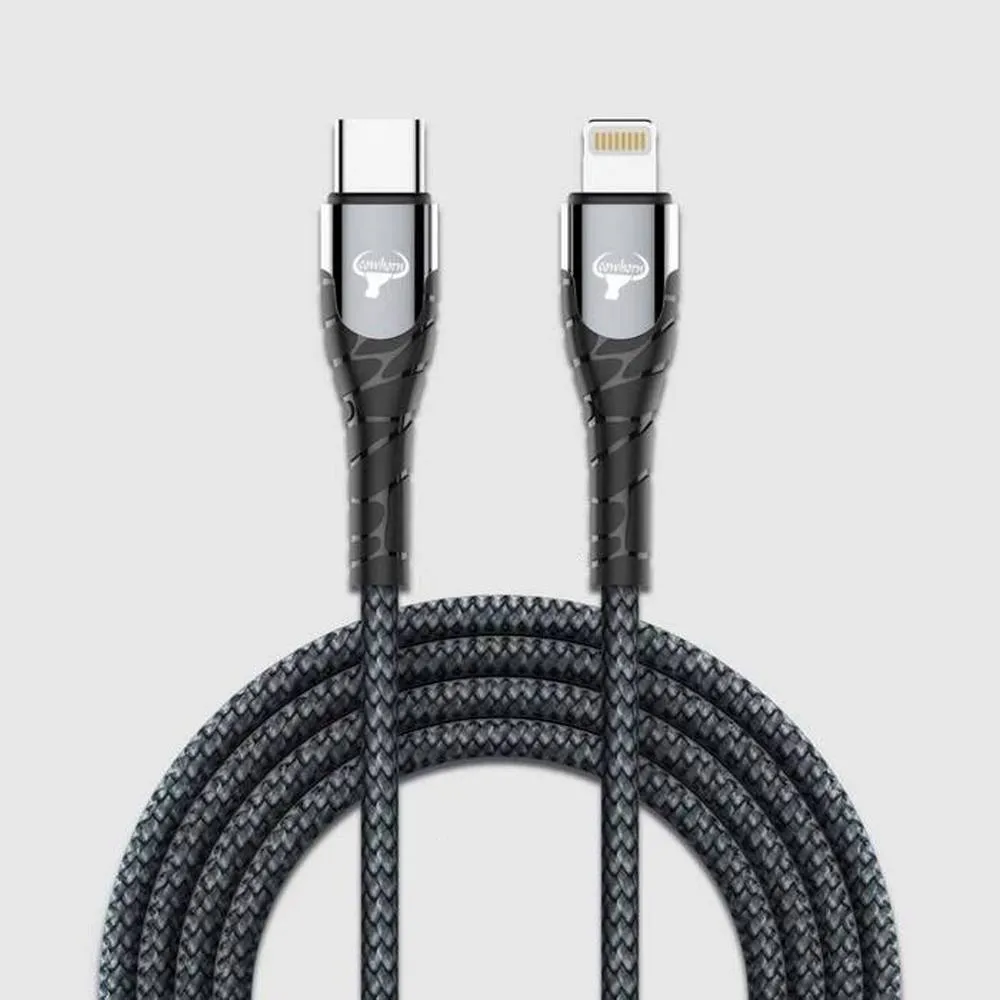 灰 牛角-LC-1米 IPHONE PD編織快充線(暟)