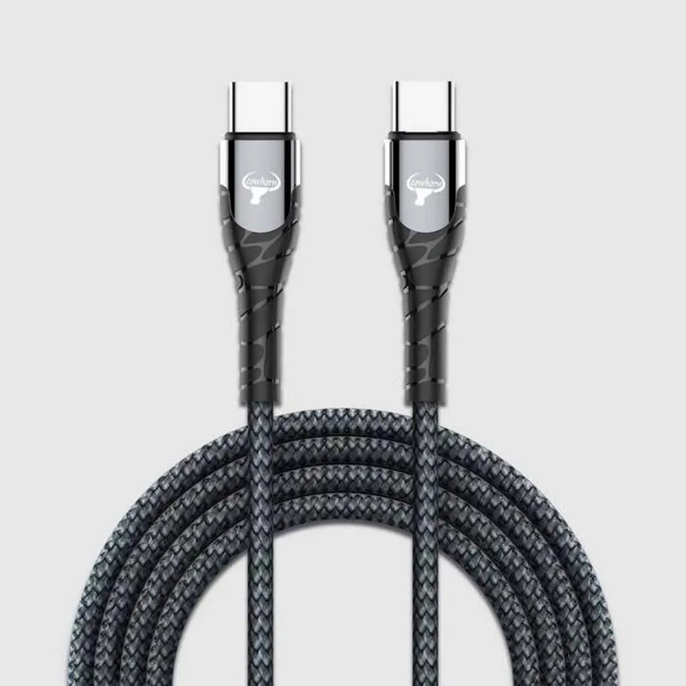 灰 牛角-LC-1米 TYPE C TO TYPE C編織快充線(暟)