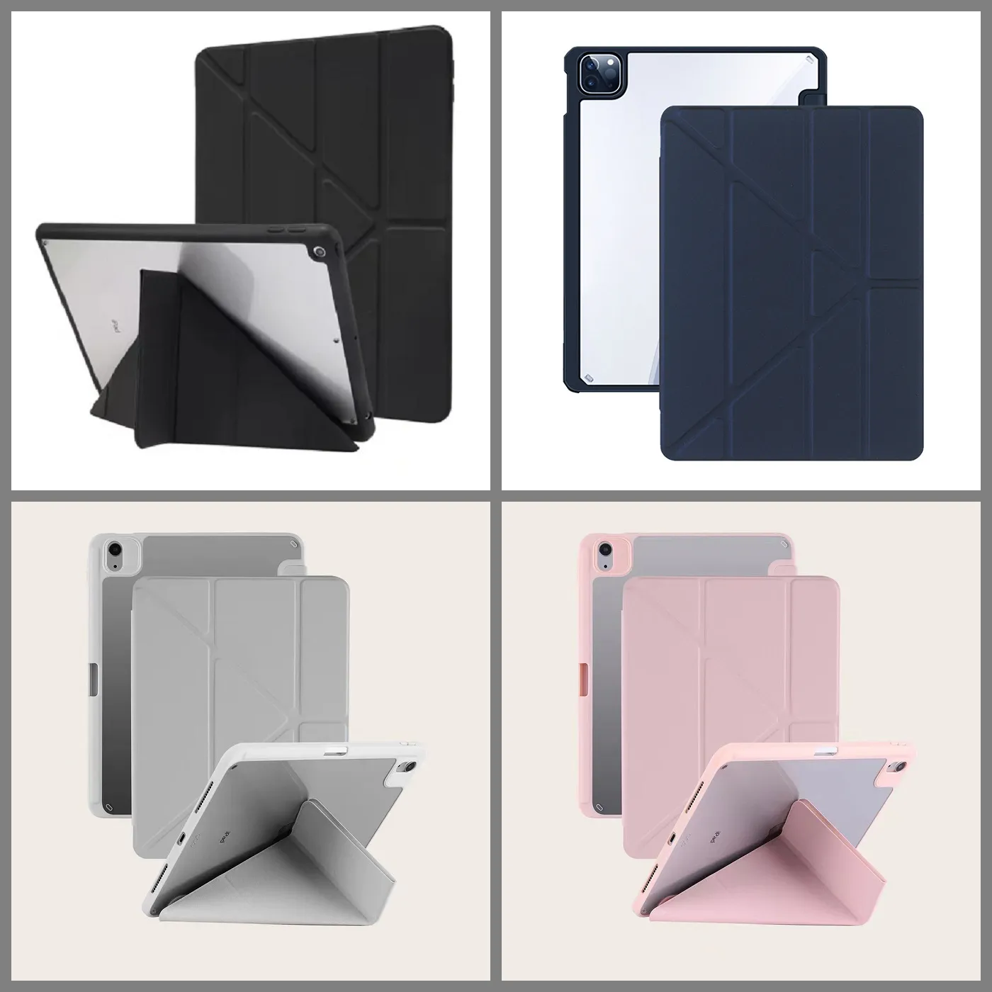 灰-IPad 2024 Pro 13Y折皮套(PC背板)