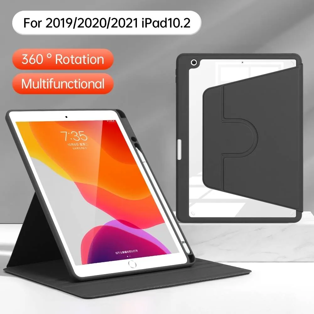黑-IPAD9/IPAD 10.2 / 10.5 旋轉平版套(含筆槽)-暟
