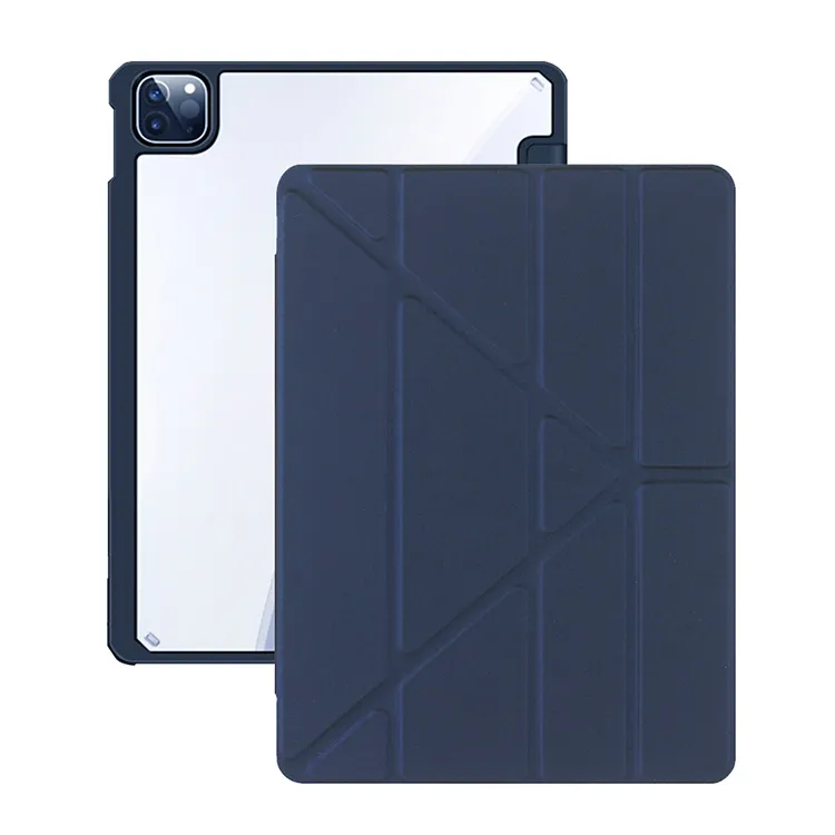 藍-IPad 2024 Pro11 Y折皮套(PC背板)