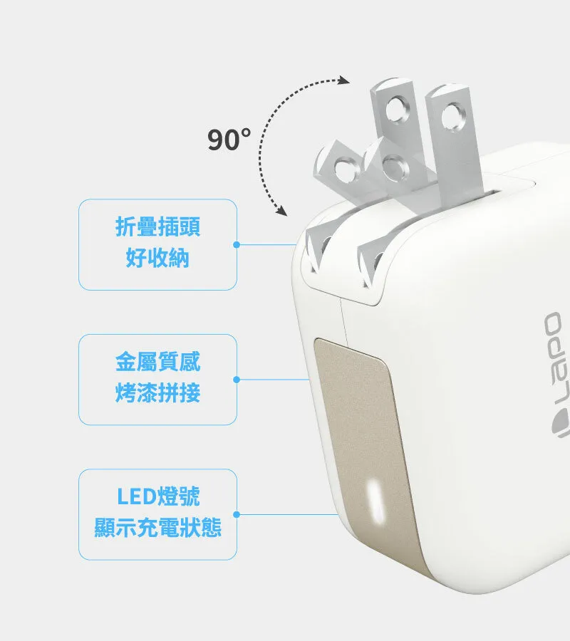 LaPO 30W 氮化鎵2口極速充電器 Lch30