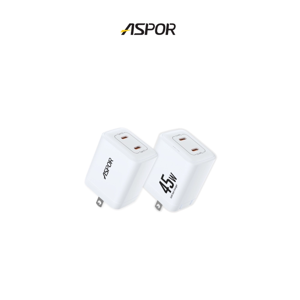 ASPOR 氮化鎵GaN雙PD 45W快充頭DS-333