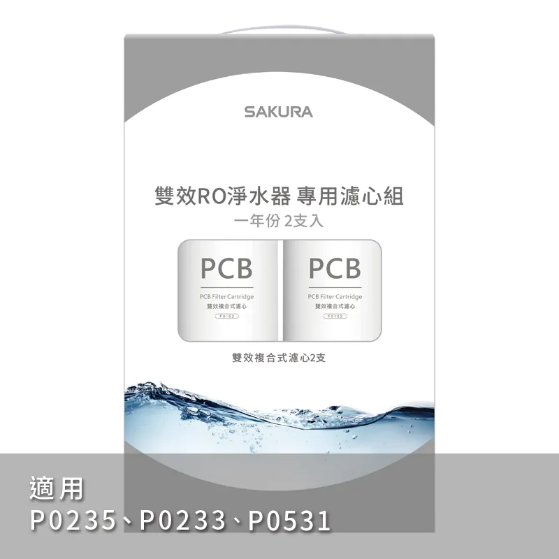雙效RO淨水器專用濾心2支入(一年份)