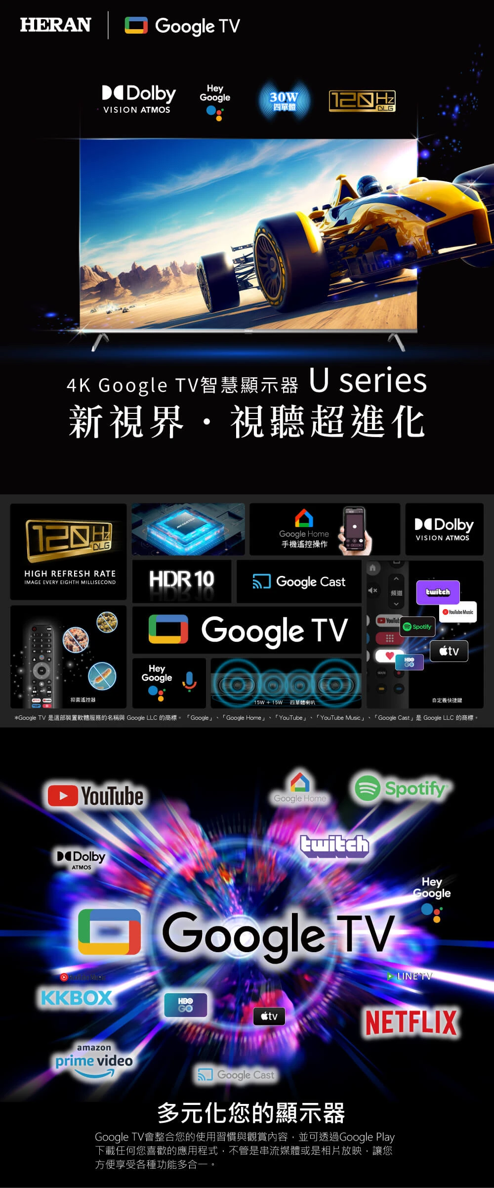 禾聯UM-65H320 4K Google TV U系列(含視訊盒MP6-F03)